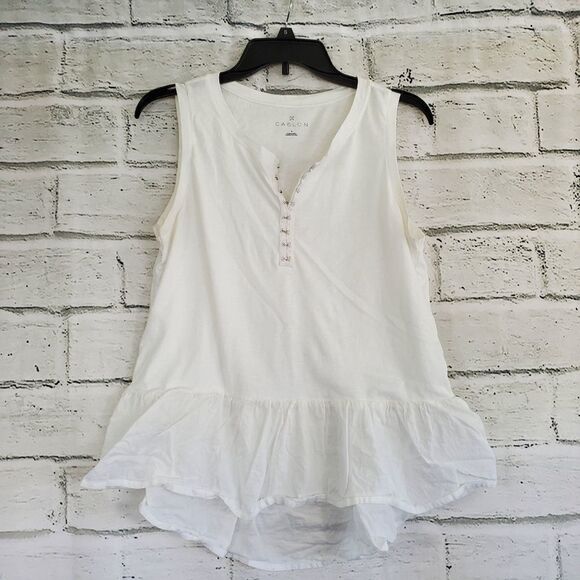 Caslon mixed media peplum top white - Picture 3 of 9